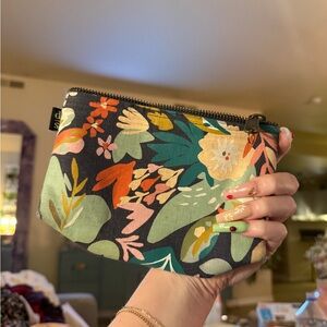 Floral Canvas Zip Pouch - Multicolor